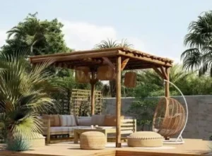 pergola esmee ronds bruts pi marron l 3 m x l 3 m 01