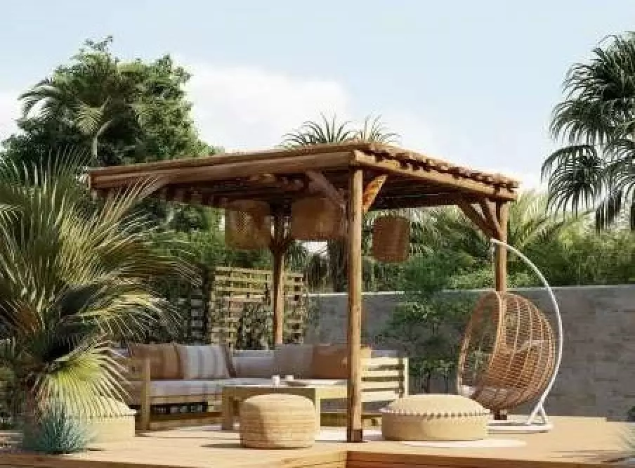 pergola esmee ronds bruts pi marron l 3 m x l 3 m 01